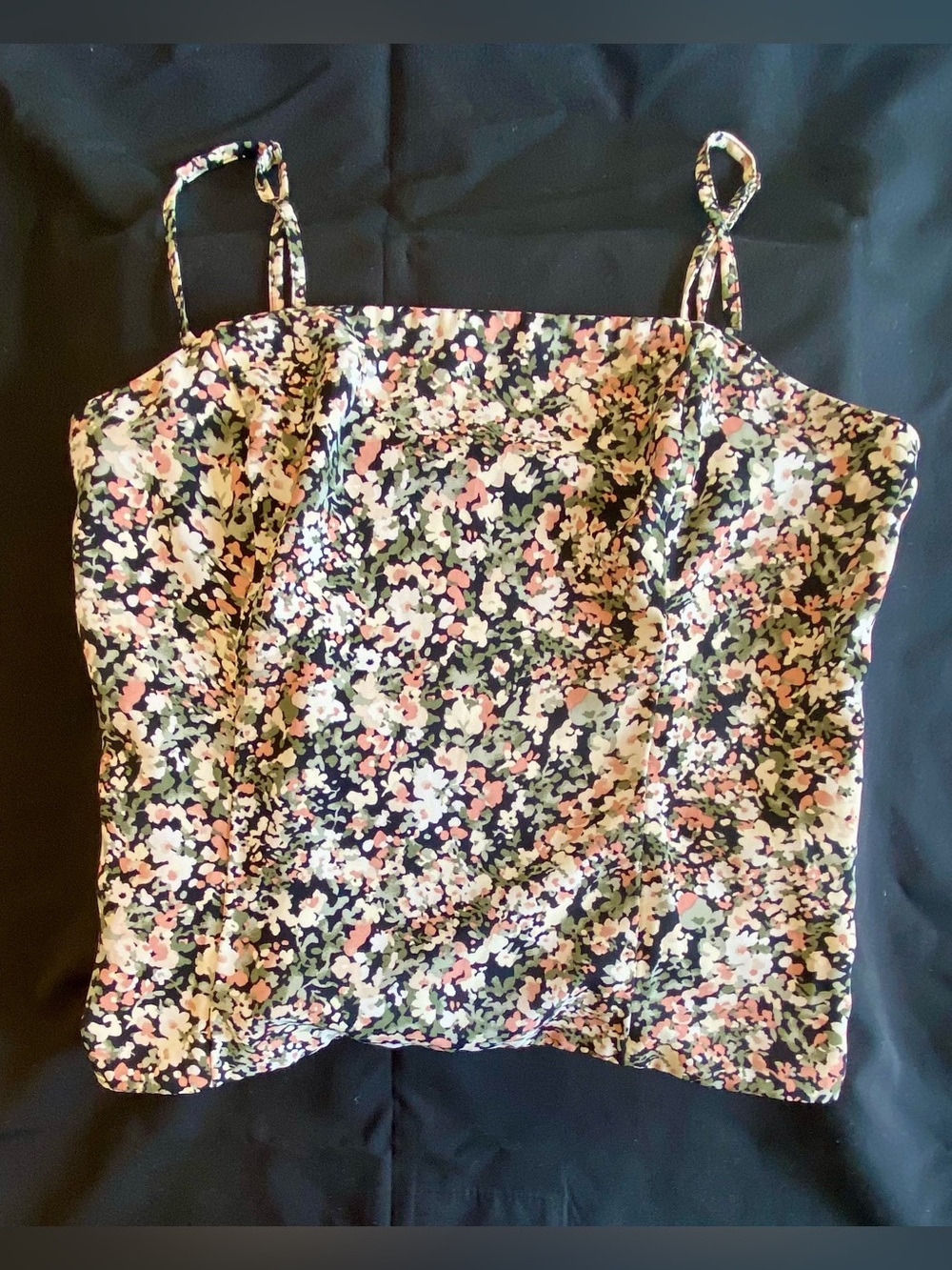 Abercrombie & Fitch Black and Pink Floral Spaghetti Strap Cami